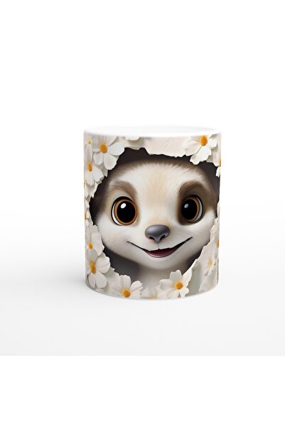 Luluyen كوب مطبوع عليه سنجاب يبتسم بين الأقحوان