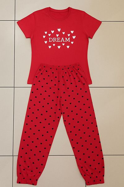 FAMESTEKSTİL Red Heart Women's Pajama Set – Dream Printed