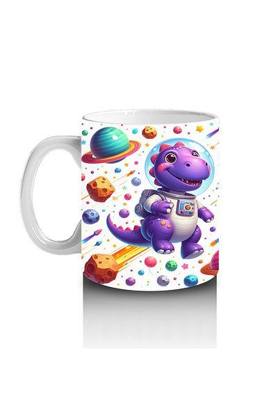 Luluyen Space Explorer Dinosaur Patterned Mug Cup That Makes Children Love Milk