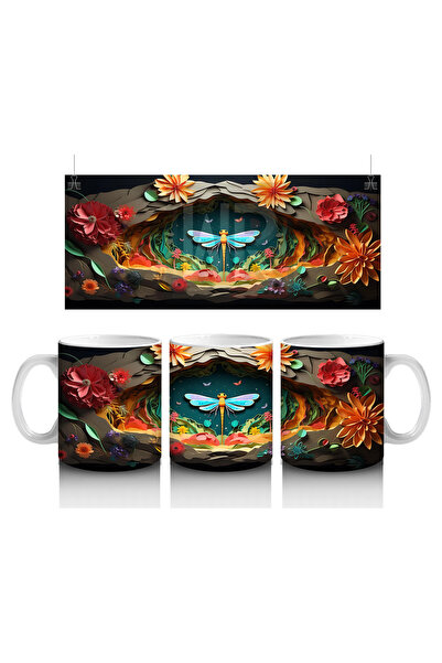 Luluyen Heart and Blue Butterfly Decorated with Flowers – Printed Coffee Mug