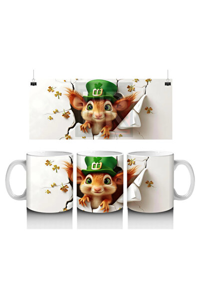 Luluyen شخصية فأر لطيفة بطابع القديس باتريك - كوب قهوة مطبوع