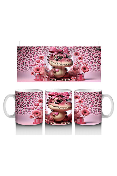 Luluyen Dinosaur and Gifts with Ribbon on Leopard Patterned Floor - Printed C...
