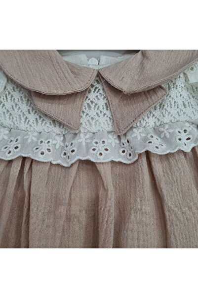 Uğur bebe Baby Girls Lace Collar Pink Dress – Summer, Cotton Stylish and Comfortable Casual Special Occasion Dress