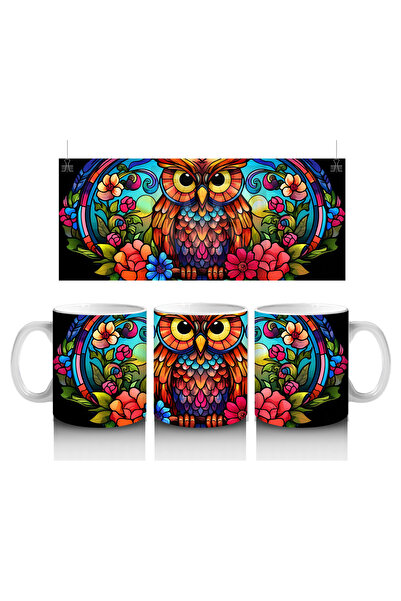 Luluyen نمط بومة فيتراي – فن ملون – كوب مطبوع