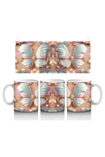 Luluyen فراشات ملونة باستيل متماثلة - كوب قهوة مطبوع