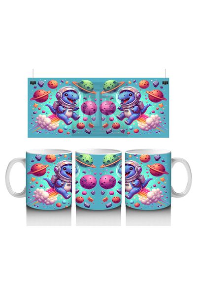 Luluyen Rocket Space Dinosaur Patterned Mug Cup That Makes Children Love Milk