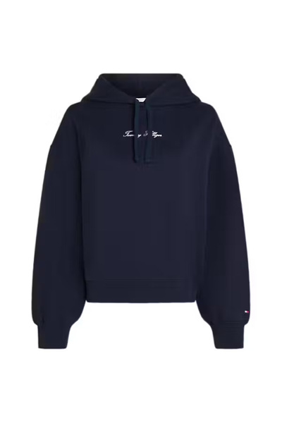 Tommy Hilfiger Kadın Balon Kollu Kapüşonlu Sweatshirt - Lacivert