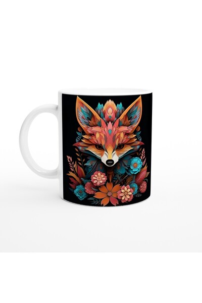 Luluyen كوب مطبوع عليه زهور مجردة على شكل ثعلب