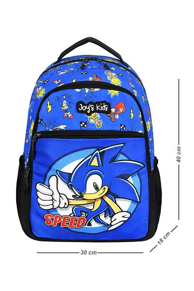 CAKARD Joy's Kids Sonic Themed 3-Piece School Bag Set (Backpack + Shoulder Bag + Pen Holder) - Blue