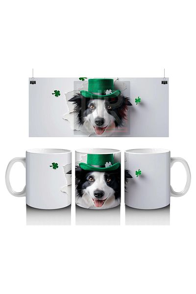 Luluyen St. Patrick’S Themed Border Collie Decorated with Arrows - Printed Coffee Mug