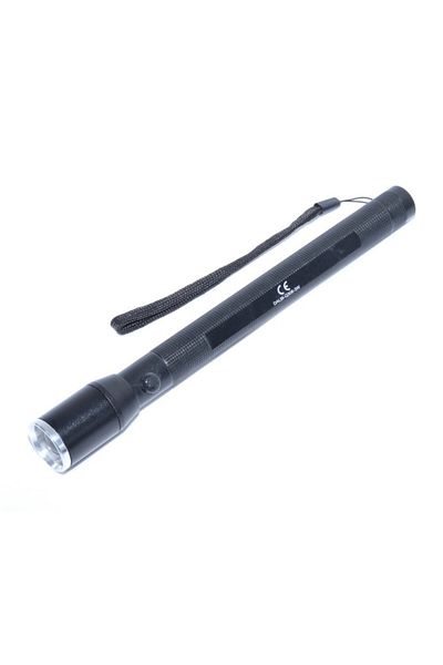 Bibilel Lanterna multifunctionala metalica LED zoom, 3 W, alimentare 3x AA, Negru