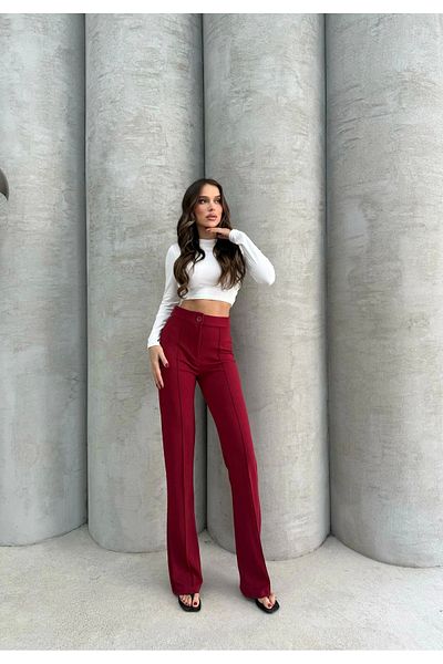 STILVANA Imported Crepe Pants with Front Statement