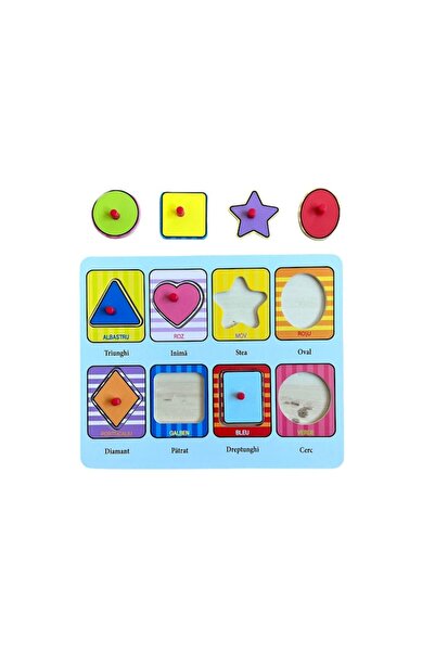 SOHO Wooden Puzzle with Geometric Shapes, 8 Pieces, Multicolor