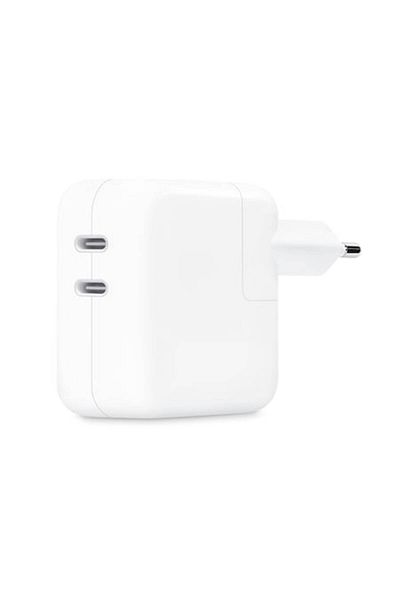 OEM Apple Network Charger for iPhone, iPad, MacBook, AirPods, and Apple Watch, 2xUSB Type-C 35W, Fast Ch