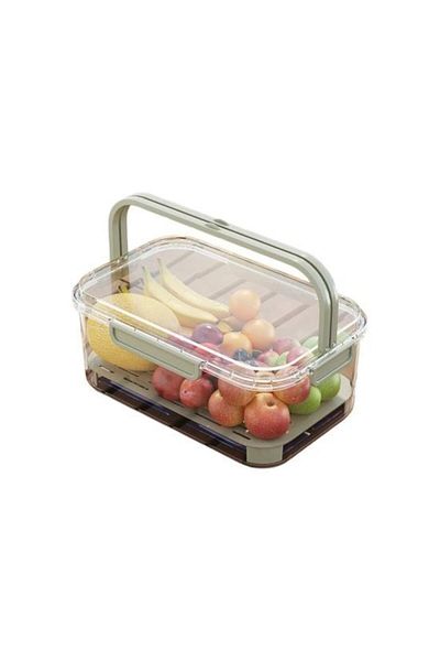 GERICOM Portable Storage Box with Ice Separator and Drain, Keeps Cold, Lunch Box, 25x16.5x11.5 cm, Green/Tra
