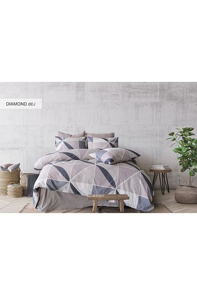 Violacasa Double Cotton Duvet Cover Set Diamond Beige