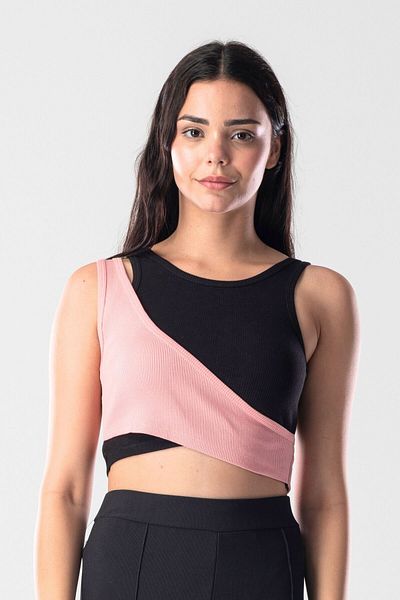 Mood Lab Women's Asymmetrical 2 Color Crop Sports Tank Top