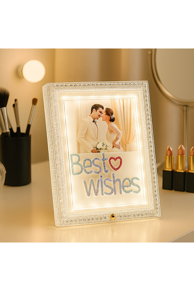 Nobbystar إطار صور مستطيل LED بأطيب التمنيات