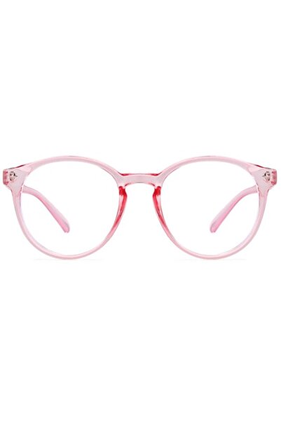 GERICOM Ochelari cu lentile transparente, filtru UV, culoare roz, formă rotundă