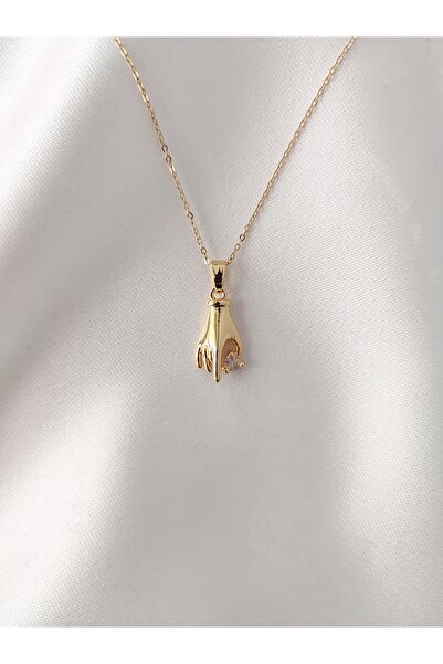Evorya Paslanmaz Çelik Zirkon Taşlı El Figürlü Kolye