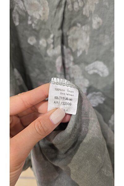 Park Moda Italian Long Linen Dress Rose Pattern Long Sleeve