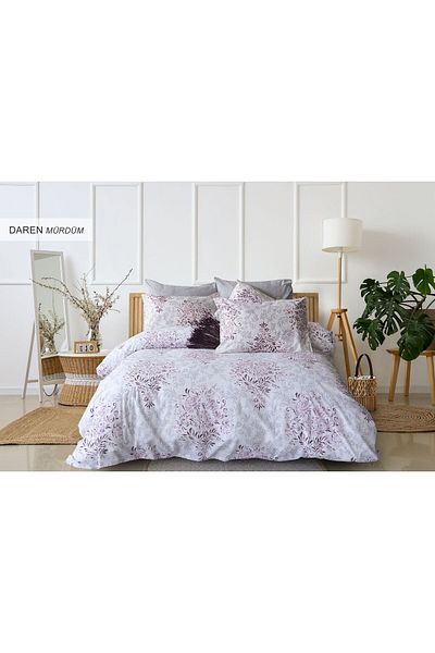 Violacasa Double Cotton Duvet Cover Set Daren Plum