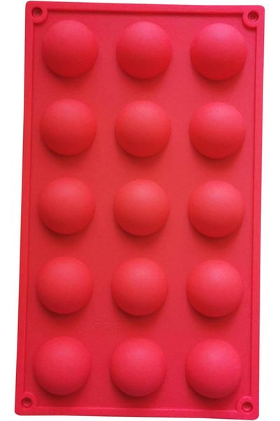 Generic Silicone Baking Mould – 15 Cavity Semi-Sphere, Red