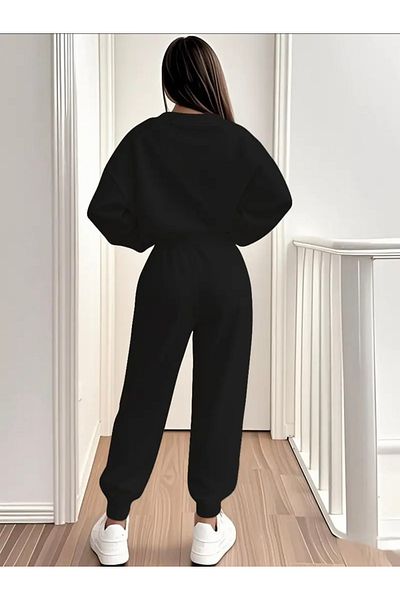 FUFLUNS Paris Je t'Aime Printed Oversize Unisex Cycling Collar Bottom/Upper Tracksuit Set