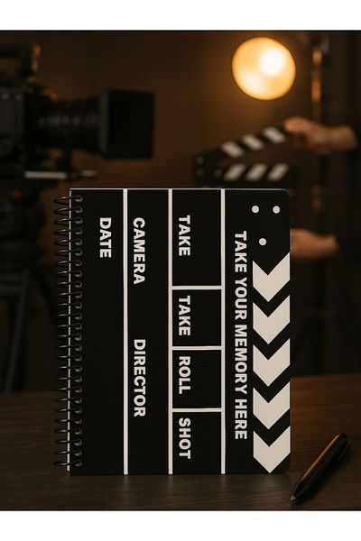 Deco Elit Spiral Line Notebook with Film Clapper Design – 80 Sheets / 160 Pages – 18X24 cm