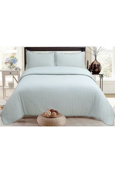 Violacasa Asian Pompom Double Bedspread Set Gray