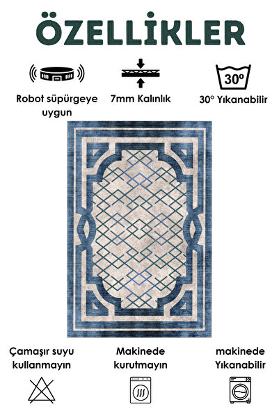 elyar Dijital Baskı Kaymaz Dot Taban Yıkanabilir Halı Oda Salon Kesme Yolluk Halı (39)