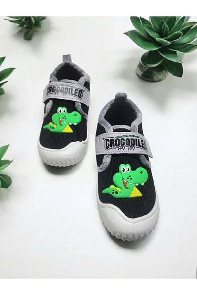 GEZER Full Orthopedic Velcro Adjustable Non-Slip Sole Crocodile Figured Nursery Kindergarten Home Slippers
