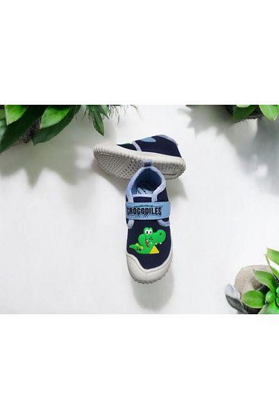 GEZER Full Orthopedic Velcro Adjustable Non-Slip Sole Crocodile Figured Nursery Kindergarten Home Slippers
