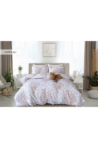Violacasa Double Cotton Duvet Cover Set Daren Beige