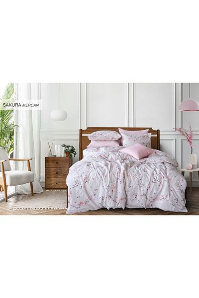 Violacasa Double Cotton Duvet Cover Set Sakura Mercan
