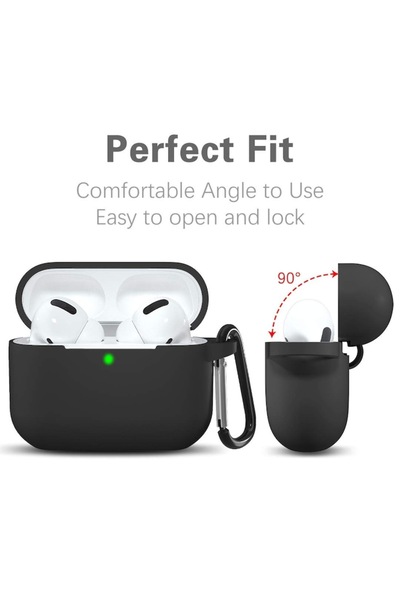 GERICOM Silicone Case for Apple AirPods Pro 1/2, Shock & Scratch Resistant with Carabiner, Black