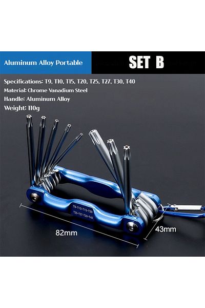 Choice HT-FS-BL8 8-in-1 Folding Hexagonal Wrench CR-V Material Multi-functional Folding Wrench for Cycling/