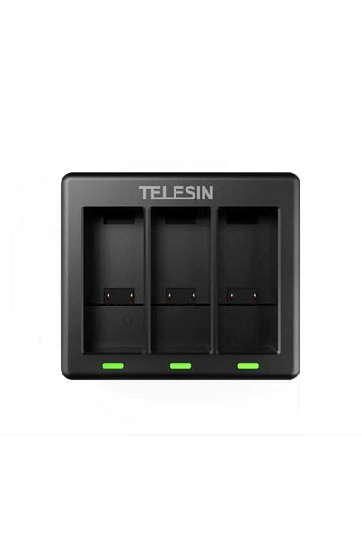 TELESIN Professional 3-Slot Charger for GoPro Hero 9/10, Black
