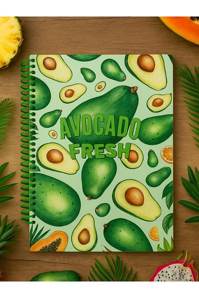 Deco Elit Avocado Fresh Themed Spiral Check Notebook – 80 Sheets / 160 Pages – 18X24 cm