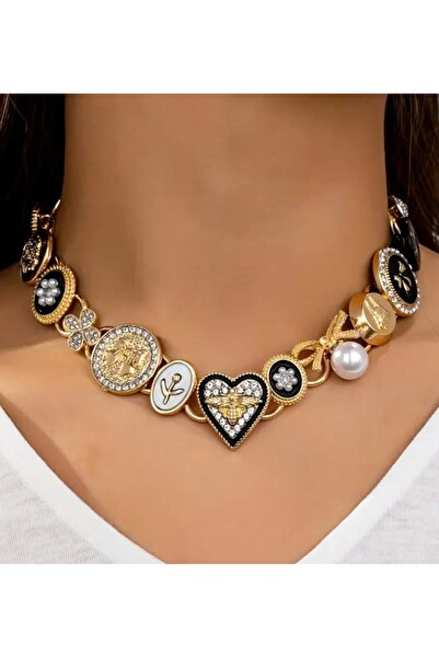 NISHPOINT KALP İNCİ VE FİYONK CHARMLI TREND LÜKS CHOKER KOLYE