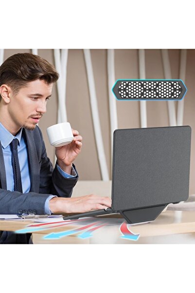 CepteToptan Myt09 MacBook Air 15 2024 Compatible MacBook Leather Cover - Gray