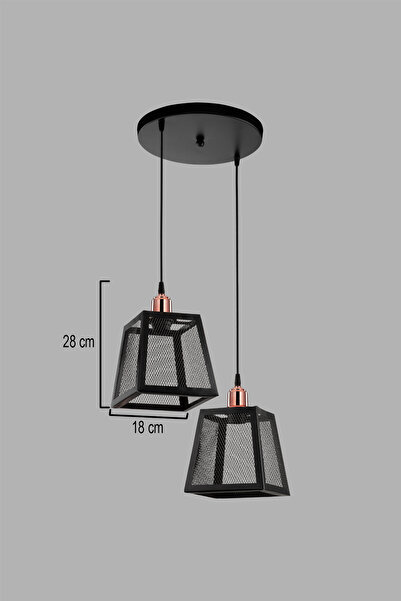 ROSE LIGHTING Izraga Küp 2Li Siyah Avize Modern Dekoratif Sarkıt Salon Oturma Odası Cafe Hole Mutfak Yatak Odası