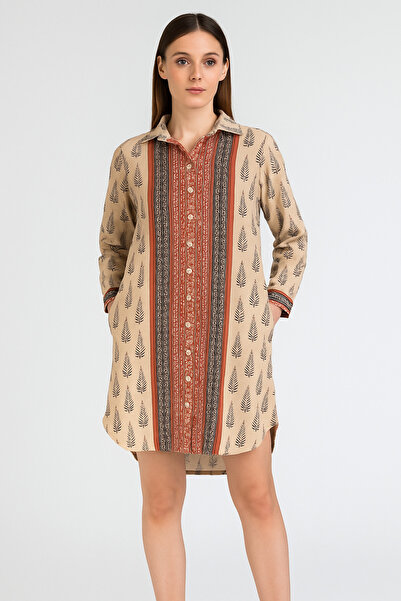 Çeşme Home 100% Cotton Pocket Shirt Dress Casual Oversize Cut Summer & Spring Buttoned Tunic