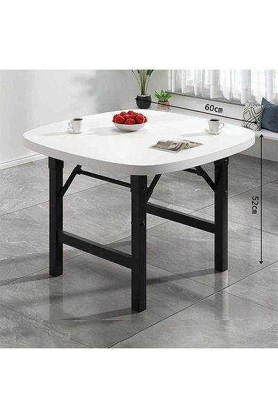 Taimi طاولة طعام قابلة للطي 60x60x52 سم - طاولة مطبخ خشبية بأرجل معدنية - للنزهات والتخييم
