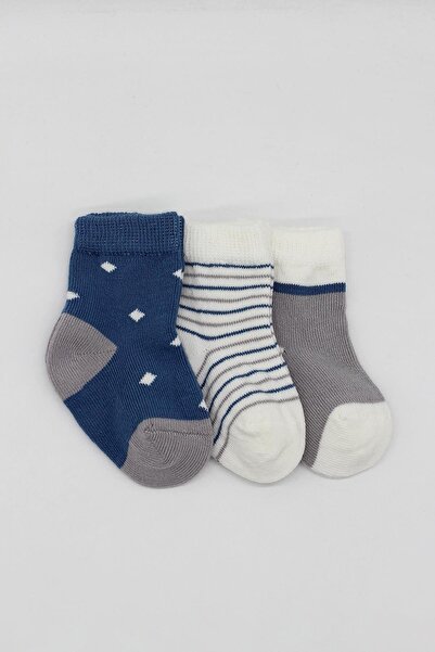 BUDİ HOME Bistyle 3-Piece Combed Cotton Men's Socks Bs10111 Indigo