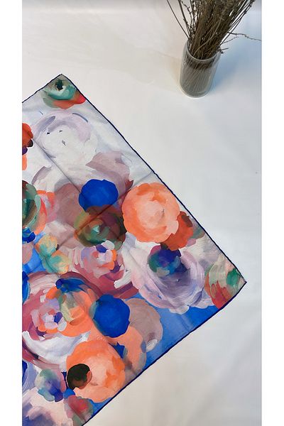 Onur Scarf - Natural Organic Scarf Rose Pattern Pastel Colors Comfortable Use Quality Scarf