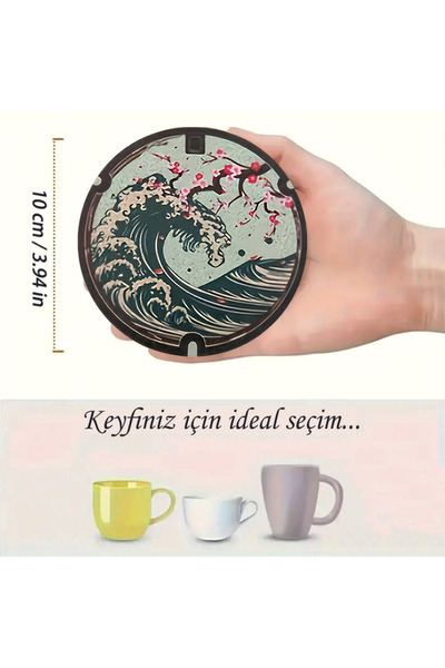 kutuTR Japanese Art Themed 6-Piece Coasters – Mdf – 10 cm Brd-041