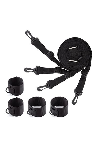 Crushious Set Universal de Legaturi pentru Pat, Accesoriu Ideal pentru Jocuri BDSM si Momente Intime, Negru