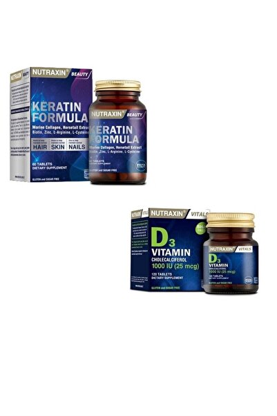 Nutraxin قرص العناية بالشعر بتركيبة الكيراتين - D3 120 قرص، 1000ıu