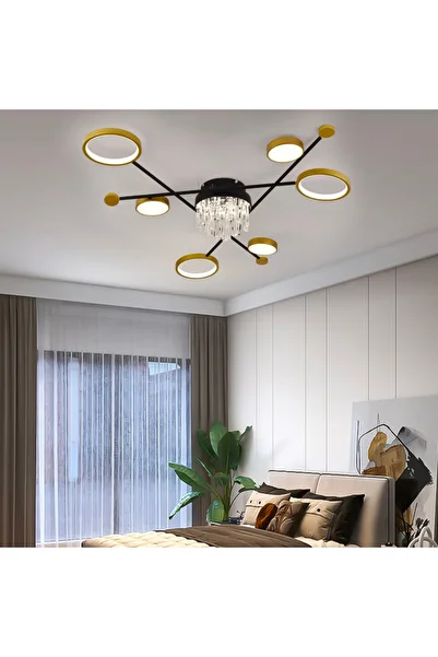Alista Home LED chandelier with remote control and crystal GUIDE 38 W, 6 Elements, Cold/Warm/Neutral light, Dimmable, Black